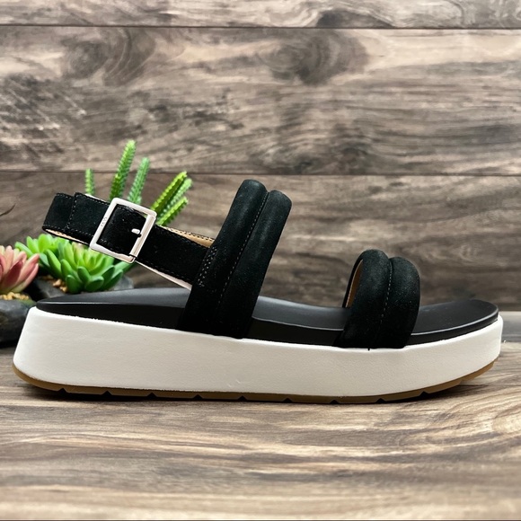 NIB UGG Lynnden Slingback Strappy Platform Sandal Black Suede 9 40 - Picture 6 of 12